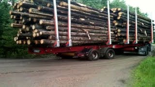 Scania R620 timmerbil i skogen