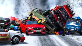 MASSIVE PILE UP SPIKE STRIP CRASHES #2 - BeamNG Drive | CRASHdriven