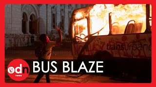 Shocking! Angry Protesters Set Public Bus on Fire in Guatemala City