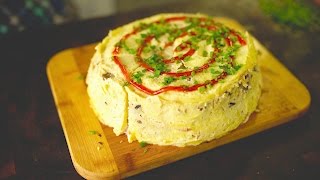Трехслойный торт-омлет с любимыми начинками!