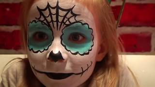 Аквагрим НИКОЛЬ на Хеллоуин Halloween make up ПАПА и НИКОЛЬ СКИЛЕТЫ