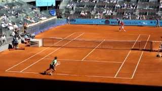 Kei Nishikori VS Roger Federer. Madrid mutua open 2013! Back Perspective.