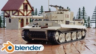 ?Lego Army Tiger Tank Animation Blender LEGO WW2 MOCS Rig - Timelapse rigging tank tracks