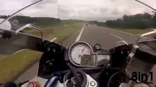 Гонка мотоциклов на скорости 300 км/ч БМВ с1000рр и Хонда СБР 1000 РР