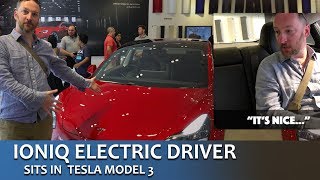 UK IONIQ Electric Driver Sits In USA Tesla Model 3 [4K]