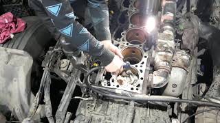 DAF 105. Ремонт.Исправление посадочного гнезда гильз в блоке. Выступ гильзы над уровнем блока0,15 мм
