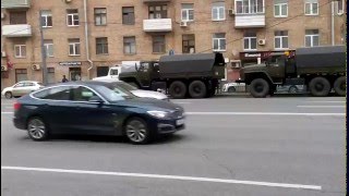 Военная автоколонна парада на красной площади. Звенигородское шоссе 28.04.2016.