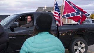 Cop Flies Confederate Flag At Anti-Trump Protest