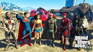 ЛИГА СПРАВЕДЛИВОСТИ БИТВА СУПЕРГЕРОЕВ В ГТА 5 МОДЫ ОБЗОР МОДА GTA 5 веселая видео игра как мультик