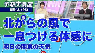 明日の関東 北からの風で一息つける体感に