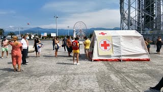 რიგები კორონავირუსზე უფასო ტესტირებაზე ბათუმში