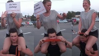 Girl PIGGYBACK ride challenge - special shoulder ride CHALLENGE