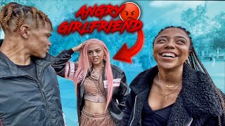 Asking Girls To TRADE My GIRLFRIEND For Them!!!  **SHE POPPED UP ?**
