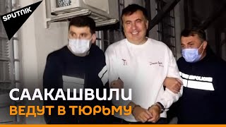 Улыбающийся Саакашвили в руках грузинской полиции