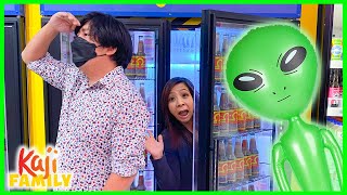 Hiding from Daddy in a secret Freezer at the Pretend Store!