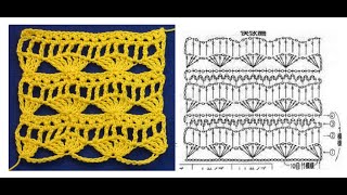 ☑ Красивые простые узоры крючком  узор "Веера с мережкой" Урок 28