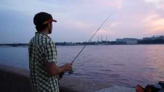 Street fishing. Белые ночи Санкт-Петербурга.