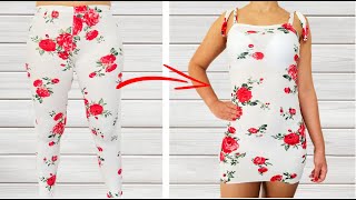 HACER VESTIDO SIN MÁQUINA Y TRANSFORMAR LEGGINS - CLOTHING HACKS, TRANSFORM YOUR CLOTHES