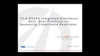 TILA-RESPA Integrated Disclosure Rule: Best Practices for Assessing Compliance Readiness