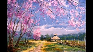 ? ХуДоЖнИкИ Рисуем вместе / Весенний пейзаж / Дикая вишня / Александр Григорьев