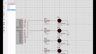 Симулирование работы программы (прошивки) в Proteus Professional (Бегущий огонь на 4 LED)