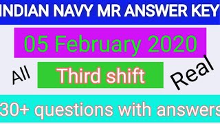 #Indian_navy_mr ||Indian navy MR 5 February 2020 third shift answerkey||