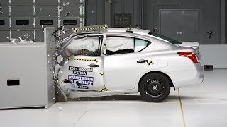 2014 Nissan Versa sedan driver-side small overlap IIHS crash test
