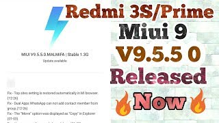 Redmi 3S/3S Prime - Miui 9.5.5.0(MALMIFA) UPDATE RELEASED ||