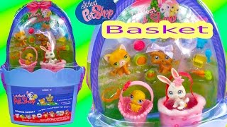 LPS Spring Basket Old Style Bobbleheads Easter Littlest Pet Shop Dog Cat Unboxing Toy Review Video