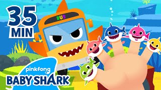 The Wheels on the Shark Bus and Finger Family! | +Compilation | Nursery Rhymes 