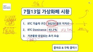 [7월13일 가상화폐 시황]비트코인, 큰손의 저가 매수유입되는 모습