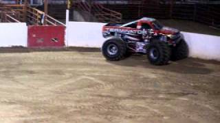 Monster Truck Jumps, Spins, Rolls Over and Catches on Fire