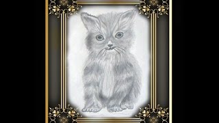 Как нарисовать кошку (котенка) карандашом  поэтапно