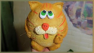 Копилка Кот из папье маше своими руками. Папье маше для начинающих