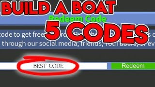 BEST 5 CODES IN BUILD A BOAT FOR TREASURE! (5 New Codes In BABFT)
