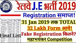 RRB JE 2019 TOTAL FORM TILL 31 JANUARY | FINAL LIST 32 LAKH + FORM | ZONEWISE
