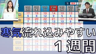 全国　寒気が流れ込みやすい1週間