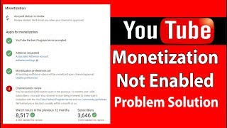 Monetization Not Enabled YouTube Channel Problem Solution | Very easily