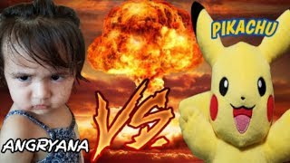 PIKACHU VS. ANGRYANA! BEST FRIENDS GET INTO A FIGHT! Power Action Pikachu Pokemon Plush Toy Unboxing