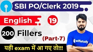 3:00 PM - SBI PO/Clerk 2019 | English by Vishal Sir | 200 Fillers