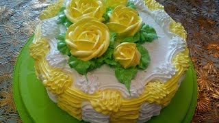 Торт рецепт бисквита ШОКОЛАД на КИПЯТКЕ  Украшаем торт кремом Cake decoration