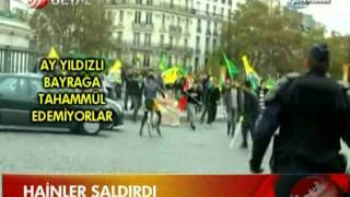Paris`de Pkk lilar Türklere Ta$ ve sopalarla Feci saldirdilar 1 Türk Komalik - 15 Yarali