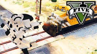 ГТА 5 МОДЫ (GTA 5 MODS) - РОБОТ РОБОКОПА ПРОТИВ ПОЕЗДА! ЭКСПЕРИМЕНТЫ! МИР МОДОВ