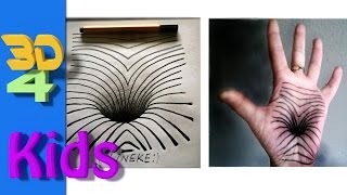 easy 3D drawing Hole in your hand step by step for kids