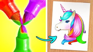 TANTANGAN SENI KREATIF & TRIK MENGGAMBAR DIY | Tantangan Gambar Lucu & Penuh Warna oleh 123 GO Like!