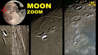 Moon 4K video. Amazing landscape of the surface of the moon. Lots of weird stuff!