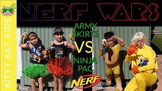 Nerf Wars - Team Army Skirts vs Team Ninja Pac - Nerf Guns are ready!