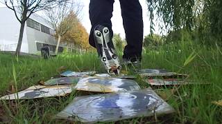 Puma soccer shoes / cleats stomp, trample and destroy old vintage vinyl plates