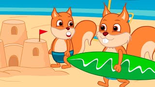 Famille d'Écureuil - Attraper Une Vague Sur Le Tableau Animé 2023 en Français