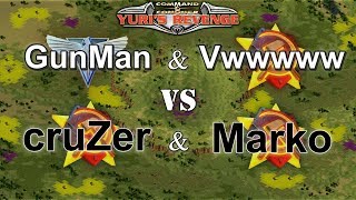 Red Alert 2 Yuri's Revenge - 2 vs 2 Pro Allied-Soviet vs Soviets Match on the map Divide & Conquer